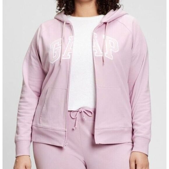 GAP 255045 Women's Sz Small Pale Purple Plum Logo Full Zip Fleece Lined Hoodie - Picture 7 of 8